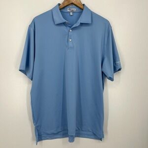 Peter Millar‎ Summer Comfort Polo Shirt Men's L Blue Fortinet Championship Golf